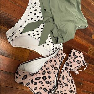 SHEIN Green and Pink Swimsuit Set